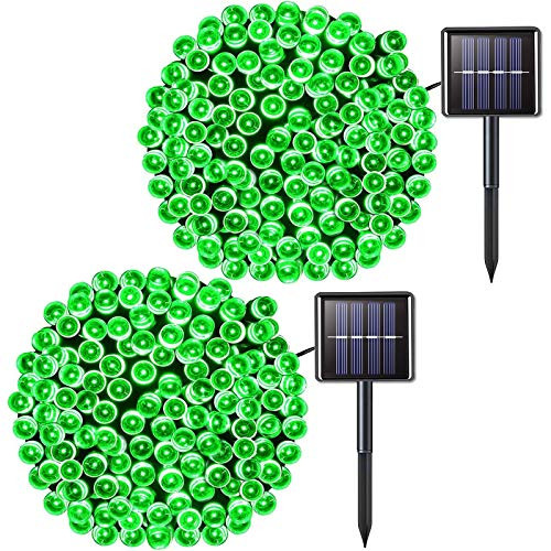 JMEXSUSS 2 Pack Solar String Light Outdoor 100LED 42.7ft 8 Modes Solar Christmas Lights Waterproof for Gardens Wedding Party Christmas Tree Halloween Xmas Gifts Outdoors -Green-