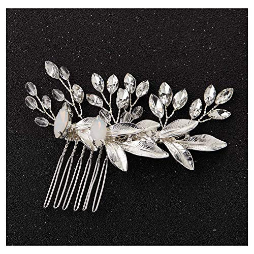 SWEETV Bridal Hair Comb for Wedding Hair Accessories for BridesSilver Opal Wedding Hair Clip Headpiece for Brides