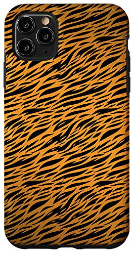 iPhone 11 Pro Max Cute Tiger Animal Pattern Black and Orange Case