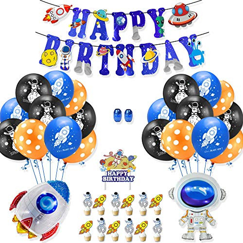 Birthday Party Balloons Supplies Astronaut Rocket Balloon Kit Happy Birthday Balloons for party decorations -Astronaut-orange balloon- Birthday Party Balloons Supplies Astronaut Rocket Balloon Kit Happy Birthday Balloons for party decorations -Astronaut-orange balloon-