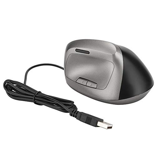 Wired Vertical Ergonomic Mouse 6Buttons USB Optical Vertical Corded Computer Mice Plug and Play with 4 Programmable Buttons for Office Gaming PC Laptop Desktop-Black-