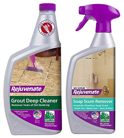 Rejuvenate Scrub Free Soap Scum Remover 24 Ounce and Grout Deep Cleaner - Cleaning Formula Instantly Removes Years of Dirt Build-Up 32 Fl Oz -Pack of 1- Rejuvenate Scrub Free Soap Scum Remover 24 Ounce and Grout Deep Cleaner - Cleaning Formula Instantly Removes Years of Dirt Build-Up 32 Fl Oz -Pack of 1-