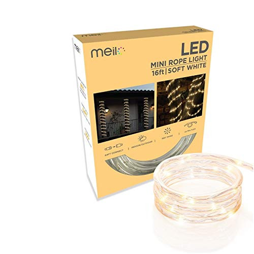 Meilo 16FT LED Mini Rope Light TRUE-Tech360° Directional Shine Warm White