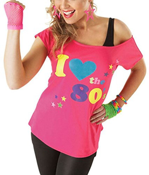 I Love The 80s Shirt Black Adult - Medium-Large -10-14-