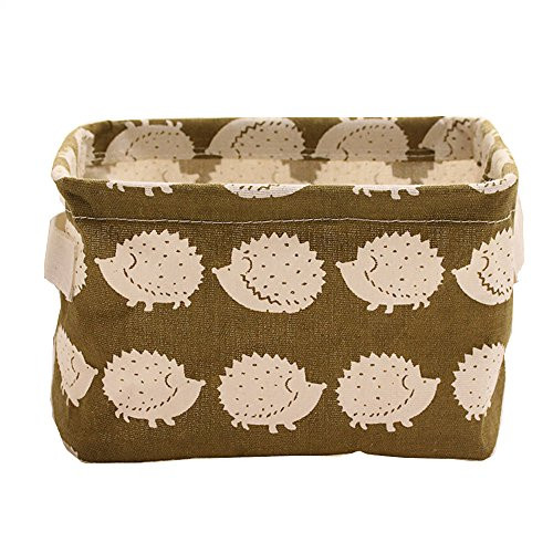 Funic Foldable Storage Bin BasketFoldable Container Organizer Fabric Storage Receive Baskets with Handle Cotton Linen Blend Storage Bins for Makeup Book Baby Toy -D