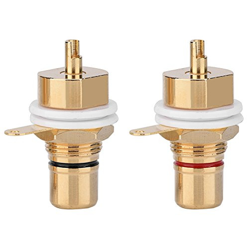 Yosoo- RCA Connector 2 Pcs Gold Plated Copper RCA Panel Mount Female Jack Terminal Socket Audio Connector RCA Jack Mount Socket solderless RCA Panel Mount RCA Socket Panel Mount Cooper