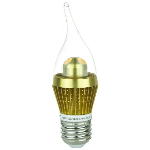 Sunlite EFC/3LED/3W/WW/G/D LED 120-volt 3-watt Medium Based Chandelier Lamp, Warm White Color