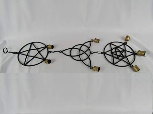 22" Pentagram Triquetra Solomon's Seal Brass Wind Chime for Wicca Pagan New Age Goddess Pentagram Chakra Spirituality 22" Pentagram Triquetra Solomon's Seal Brass Wind Chime for Wicca Pagan New Age Goddess Pentagram Chakra Spirituality