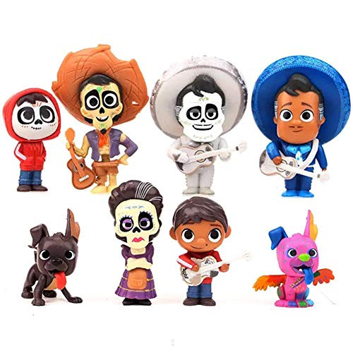 Coco Movie Figures 8pcs Cake Topper Toys, Pixar Miguel Riveras Characters Figure Toys Collectors Miguel Ernesto de la Cruz Hector Toy