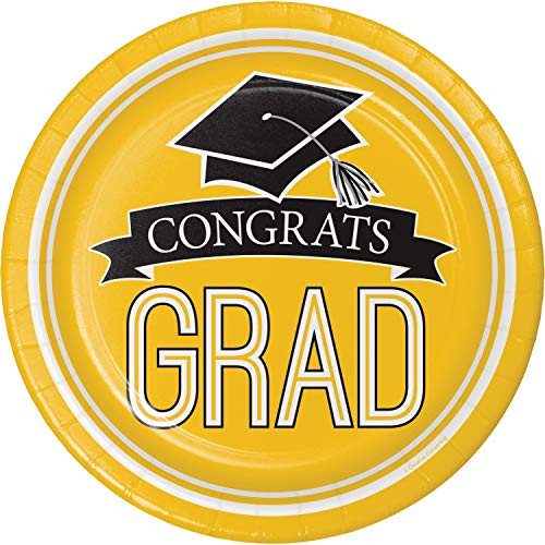 Graduation School Spirit Yellow Dessert Plates 54 ct