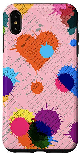 iPhone XS Max Pink Grunge Hearts Paint Splat Colorful Abstract Cute Case