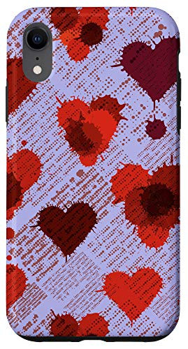 iPhone XR Purple Grunge Hearts Paint Splat Colorful Abstract Cute Case