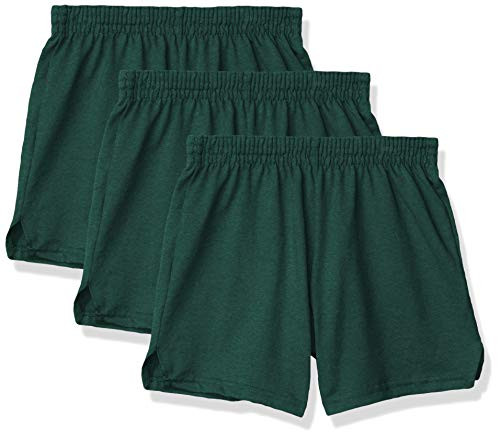 Soffe Girls' Authentic Cheer Short Dark Green Medium -3-Pack-