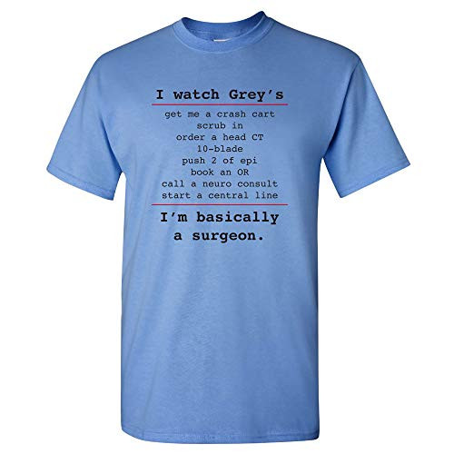 UGP Campus Apparel Basically a Surgeon - Funny Surgery Doctor Quotes T Shirt - 2X-Large - Carolina Blue