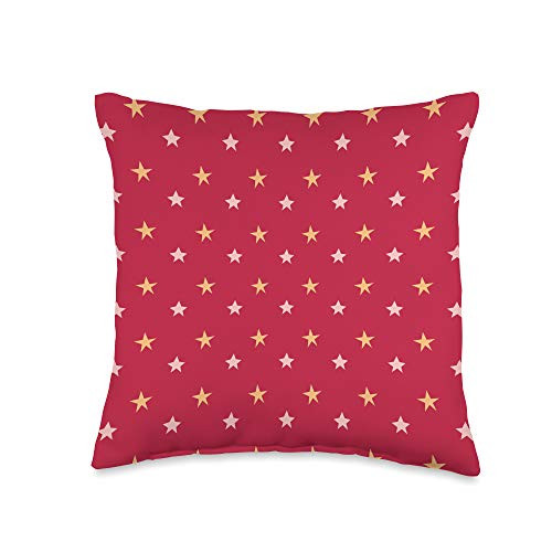 Cute Pastel Pattern Accessories Cute Little Star Polka Dot Pattern Pastel Yellow Red Throw Pillow 16x16 Multicolor