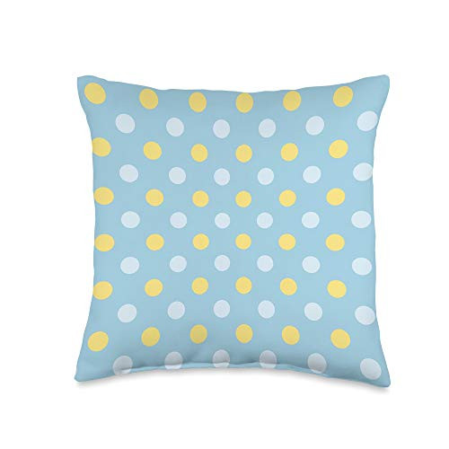 Cute Pastel Pattern Accessories Cute Bedtime Pattern Polka Dots Pastel Blue Yellow Gift Throw Pillow 16x16 Multicolor