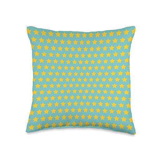Cute Pastel Pattern Accessories Cute Pattern Little Stars Polka Dot Yellow Blue Pastel Gift Throw Pillow 16x16 Multicolor