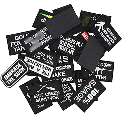 ZHDTW Bulk 20pcs Tactical Morale Patches Letters with Hook and Loop Patches for Backpack Clothing Bags Uniforms -DT035-