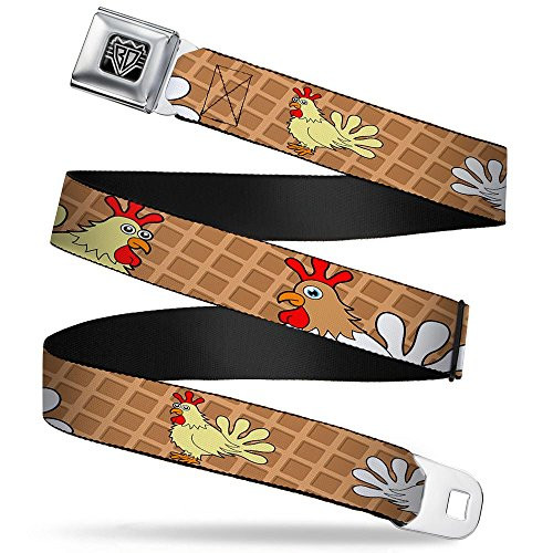 Buckle-Down Seatbelt Belt - Waffle-Chicken Poses - 1.0" Wide - 20-36 Inches in Length