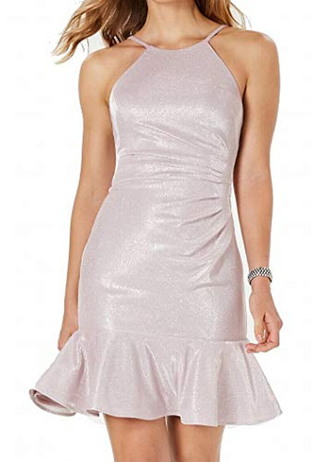 NW Nightway Womens Ruched Glitter Cocktail Dress Purple 10