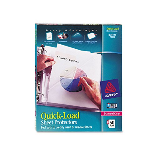 Avery 73802 Quick-Load Sheet Protectors Letter Size Diamond Clear 50-Box
