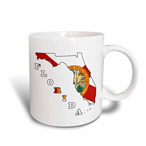 3dRose Florida State Flag in The Outline Map and Letters of Florida Ceramic Mug 11-Ounce 3dRose Florida State Flag in The Outline Map and Letters of Florida Ceramic Mug 11-Ounce