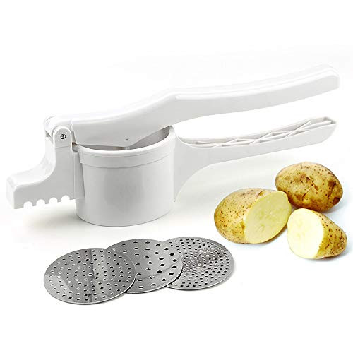 LIANGCHEN Potato Ricer Manual Potato Masher Fruit Garlic Press with 3 Interchangeable Discs Kitchen Vegetable Squash Press Ricer Baby Food Strainer LIANGCHEN Potato Ricer Manual Potato Masher Fruit Garlic Press with 3 Interchangeable Discs Kitchen Vegetable Squash Press Ricer Baby Food Strainer