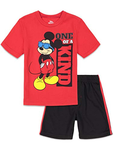 Disney Mickey Mouse Baby Boys Short Sleeve T-Shirt and Mesh Shorts Set Red 12M