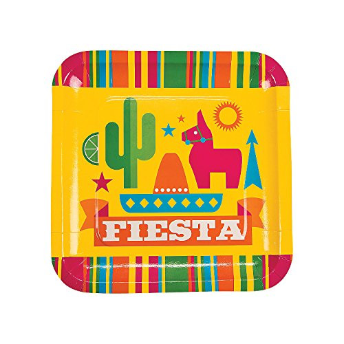 Fun Express - Fiesta Party Dinner Plates for Cinco de Mayo - Party Supplies - Print Tableware - Print Plates  and  Bowls - Cinco de Mayo - 8 Pieces