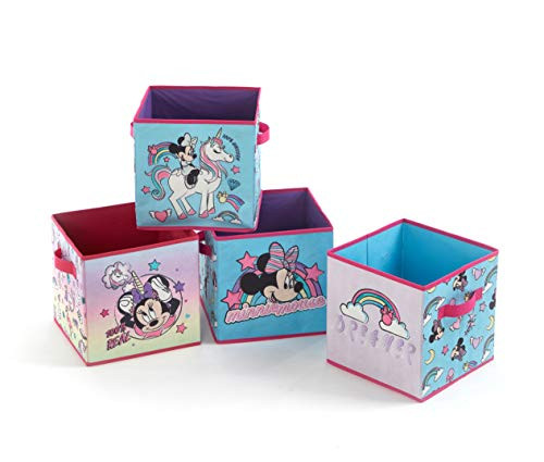 Idea Nuova Disney Minnie Mouse 4 Pack Collapsible Storage Cube Set