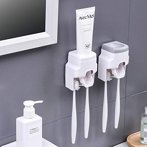 Toothpaste Dispenser and Toothbrush Holder Wall Mount Automatic Toothpaste Squeezer for Family Shower Bathroom Washroom Kids Gift Toothpaste Dispenser and Toothbrush Holder Wall Mount Automatic Toothpaste Squeezer for Family Shower Bathroom Washroom Kids Gift