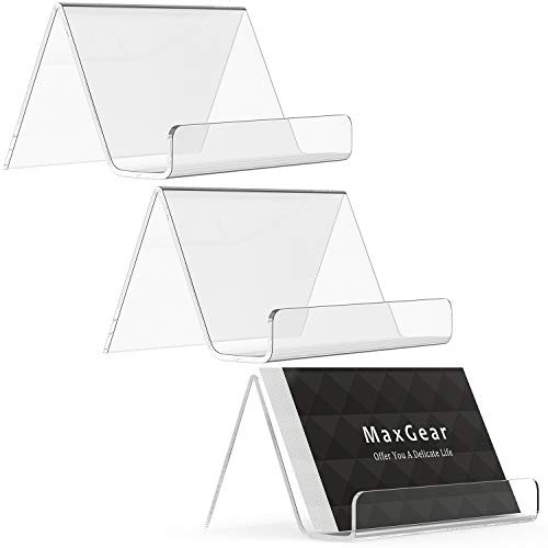 MaxGear Acrylic Business Card Holder 3 Pack  and  Multiple Business Card Holders 4 Pocket Business Card Display Holder 2 Pack for Office