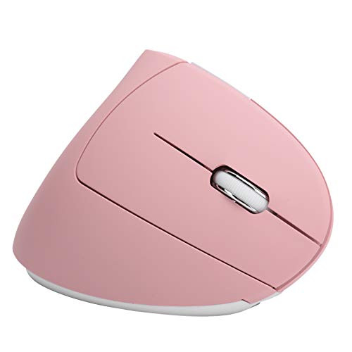 GOSHYDA Wireless Vertical Mouse 2.4G Wireless Office Gaming Rechargeable Vertical Ergonomic Mouse 800-2400 DPI Adjustable for Laptop-Desktop PC-Pink-