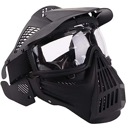 NINAT Airsoft Mask Tactical Masks Full Face with Clearlens Lens Goggles Eye Protection for Halloween CS Survival Games Shooting Cosplay Mask Black