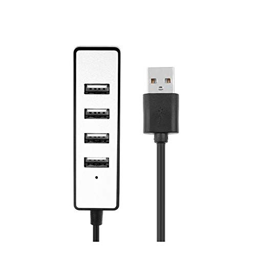 4?Port USB 2.0 Hub High Speed 480Mbps Splitter Adapter Converter Cable Wire for MacBookSilver