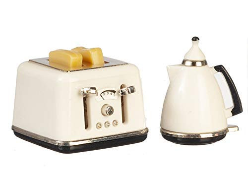 Melody Jane Dollhouse Modern White Jug Kettle  and  Toaster Miniature 1-12 Kitchen Accessory