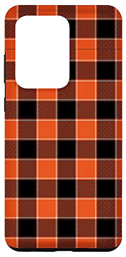Galaxy S20 Ultra Orange Plaid Halloween Pumpkin Autumn Fall Thanksgiving Gift Case