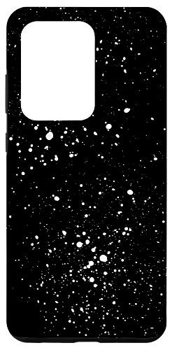 Galaxy S20 Ultra Black Minimalist White Ink Paint Splatter Dots Case