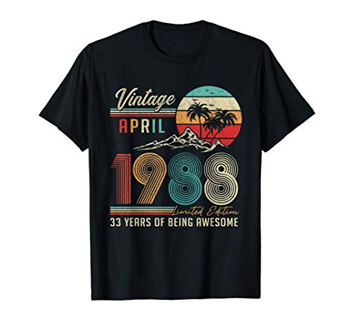 Happy 33rd Birthday Vintage April 1988 Shirt 33 Years Old T-Shirt