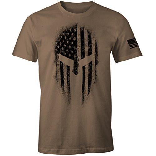 USA American Spartan Molon Labe Patriotic Men's T Shirt -Savanna Brown L-