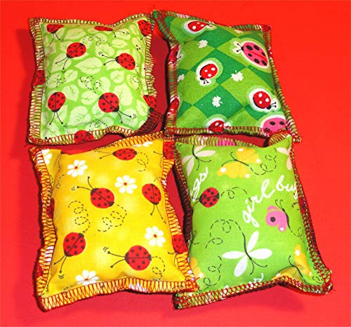 Catnip Cat Pillow Toy - Hand Made Cute Lady Bugs Mix Patterns Rectangle - 4 ea