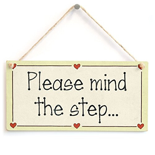 Meijiafei Please Mind The Step. - Functional Stairs Step Gift Love Heart Frame Sign 10"x5"