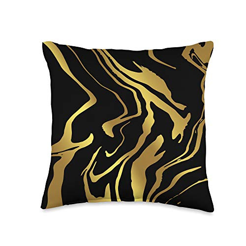 Golden Liquid Paint - Artsy Color Pattern - Art Lover Gift Throw Pillow