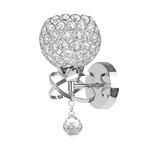 Baoblaze Crystal Wall Sconce Lighting Crystal Wall Lamp Modern Wall Light Fixture Bedside Night Lamp for Bedroom Bathroom Living Room Hallway E27 Base - Silver