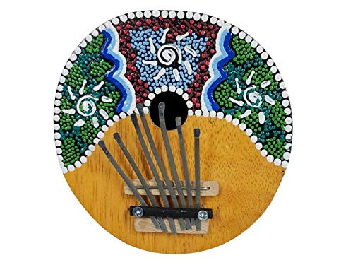 LION OF JUDAH MARKET Kalimba Thumb Piano 7 Keys Tunable Coconut Shell Painted Finger Thumb Piano Mbira Kalimba Tines Original Wood Kalimba Marimba Percussion Musical Instrument