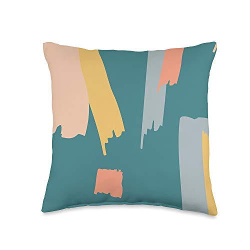 YO! Design Gift Abstract Color Pattern Blue Yellow Pastel Art Throw Pillow 16x16 Multicolor