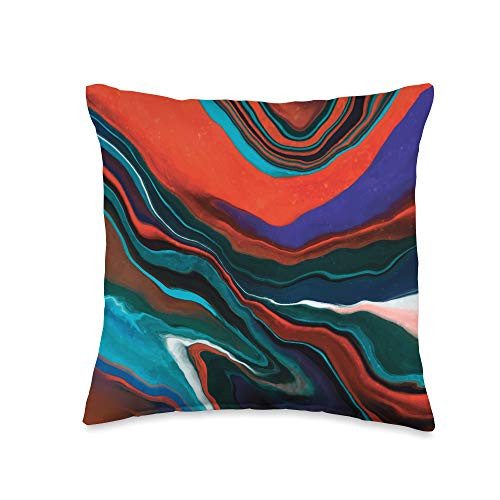 YO! Design Gift Abstract Pattern Colorful Paint Black Blue Red Throw Pillow 16x16 Multicolor