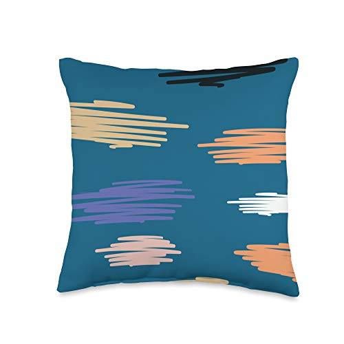 YO! Design Gift Abstract Pattern Colorful Paint Blue Orange Throw Pillow 16x16 Multicolor