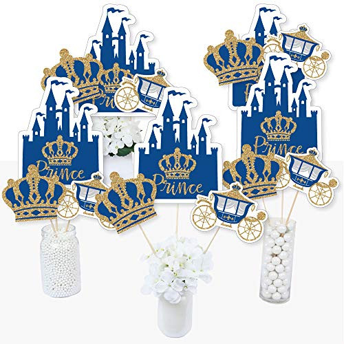 Royal Prince Charming - Baby Shower or Birthday Party Centerpiece Sticks - Table Toppers - Set of 15
