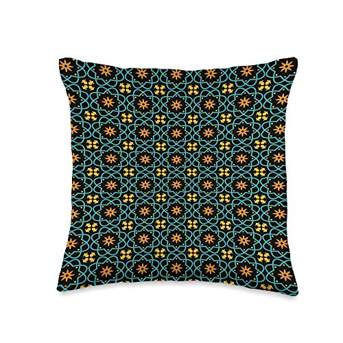 YO! Design Gift Cool Abstract Pattern Yellow Black Mint Art Deco Throw Pillow 16x16 Multicolor